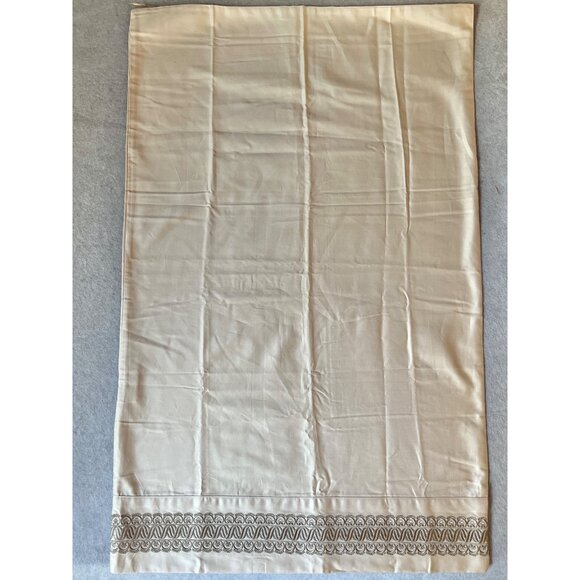 Waterford Dark Beige Pillow Case Embroidered Edge Standard Cotton VGUC - Picture 2 of 6